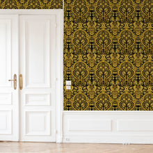 Grosvenor Sapphire / Gold Traditional Wallpaper by Mallion & Knowles