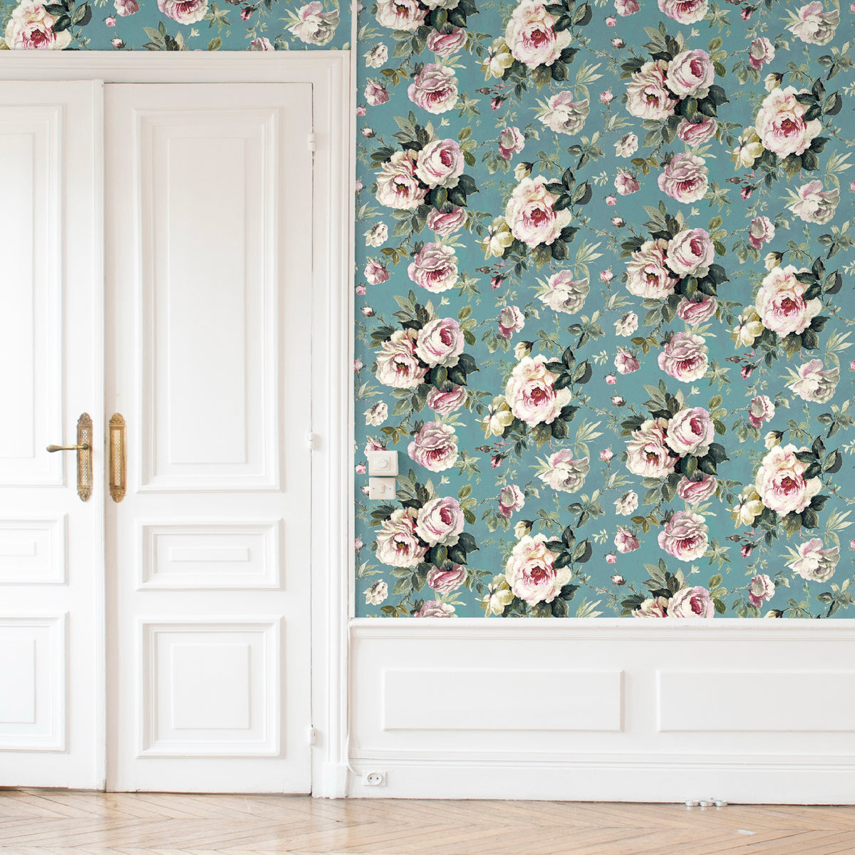 Messina Pink / Jade Floral Style Wallpaper by Mallion & Knowles