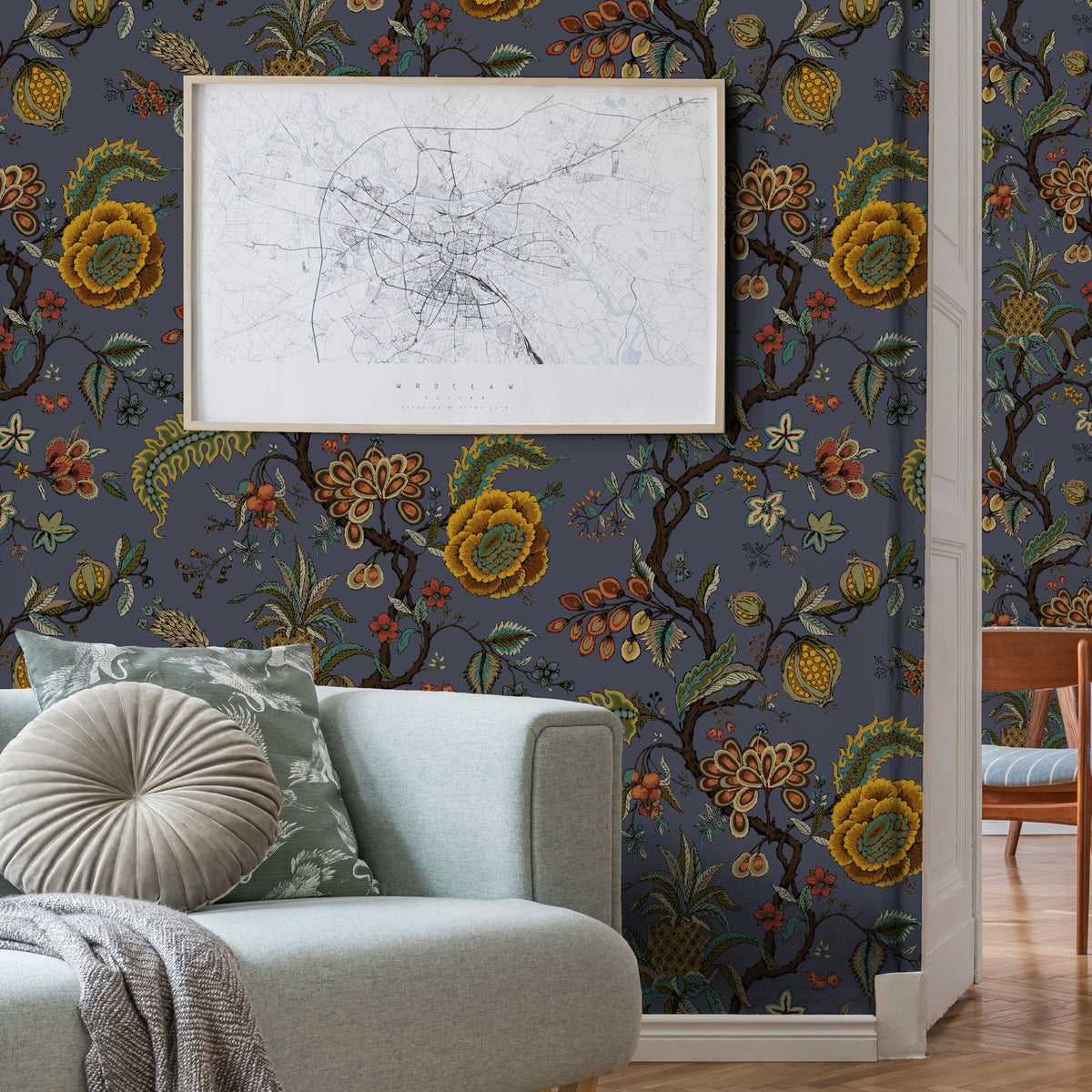 Pompadour Graphite Traditional Wallpaper by Mallion & Knowles