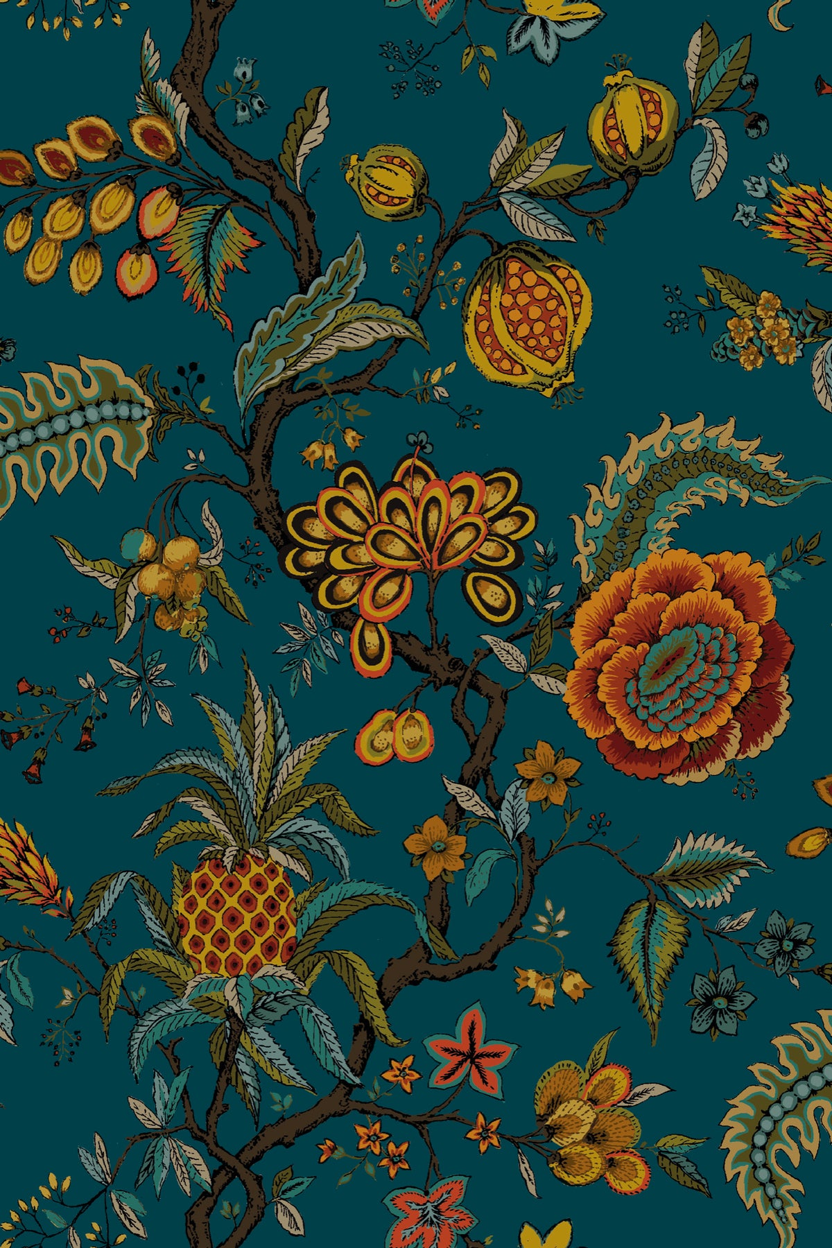 Pompadour Teal Traditional Wallpaper by Mallion & Knowles