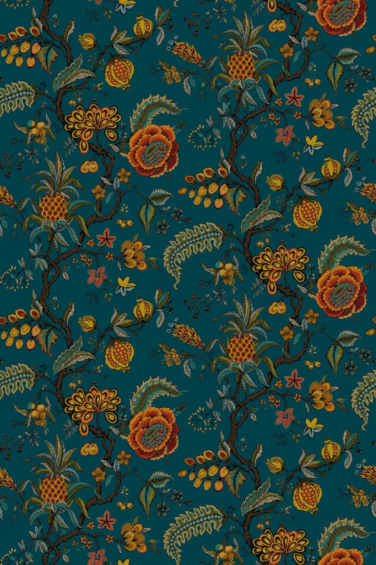 Pompadour Teal Traditional Wallpaper by Mallion & Knowles