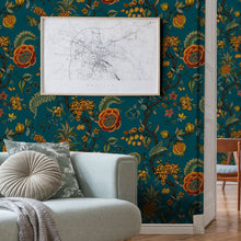 Pompadour Teal Traditional Wallpaper by Mallion & Knowles