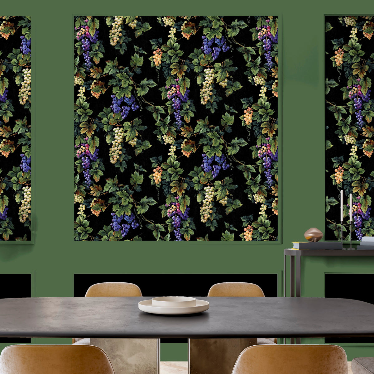 Vineyard Black Traditional Wallpaper by Mallion & Knowles