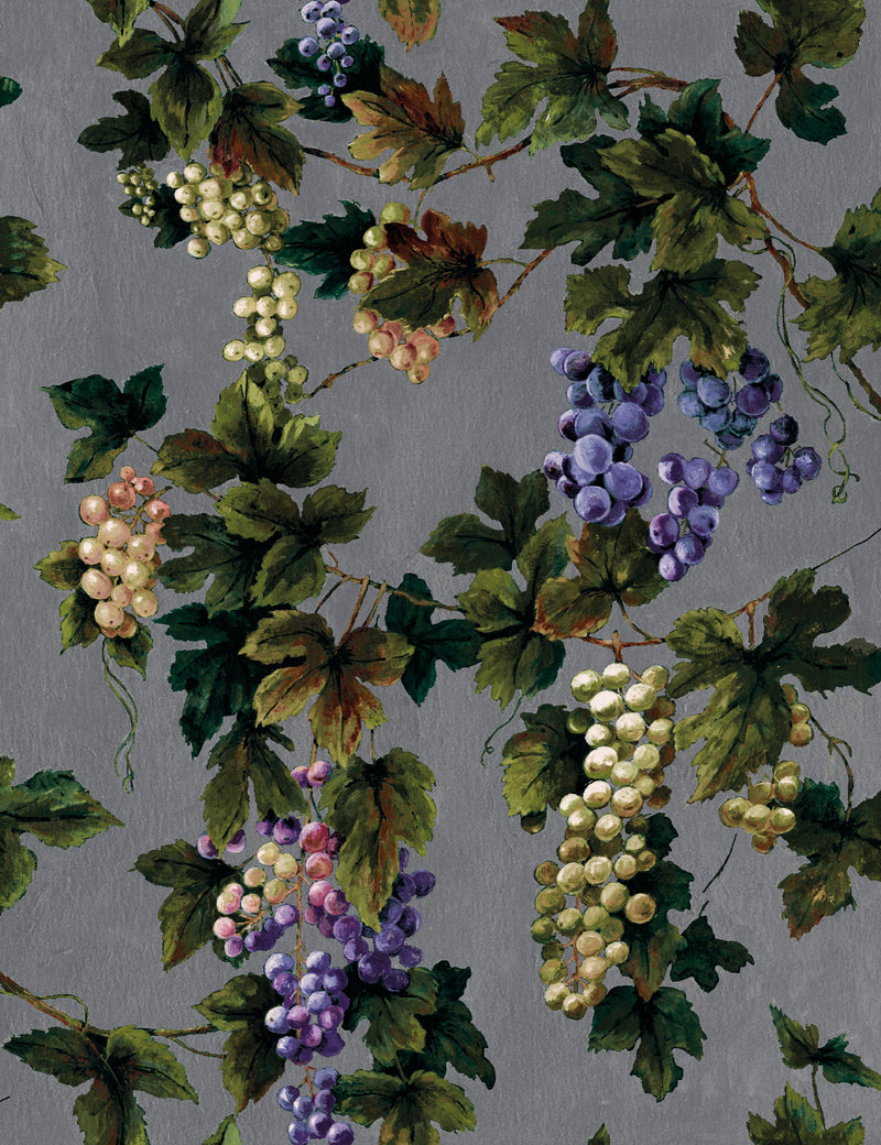 Vineyard Silver Traditional Wallpaper by Mallion & Knowles