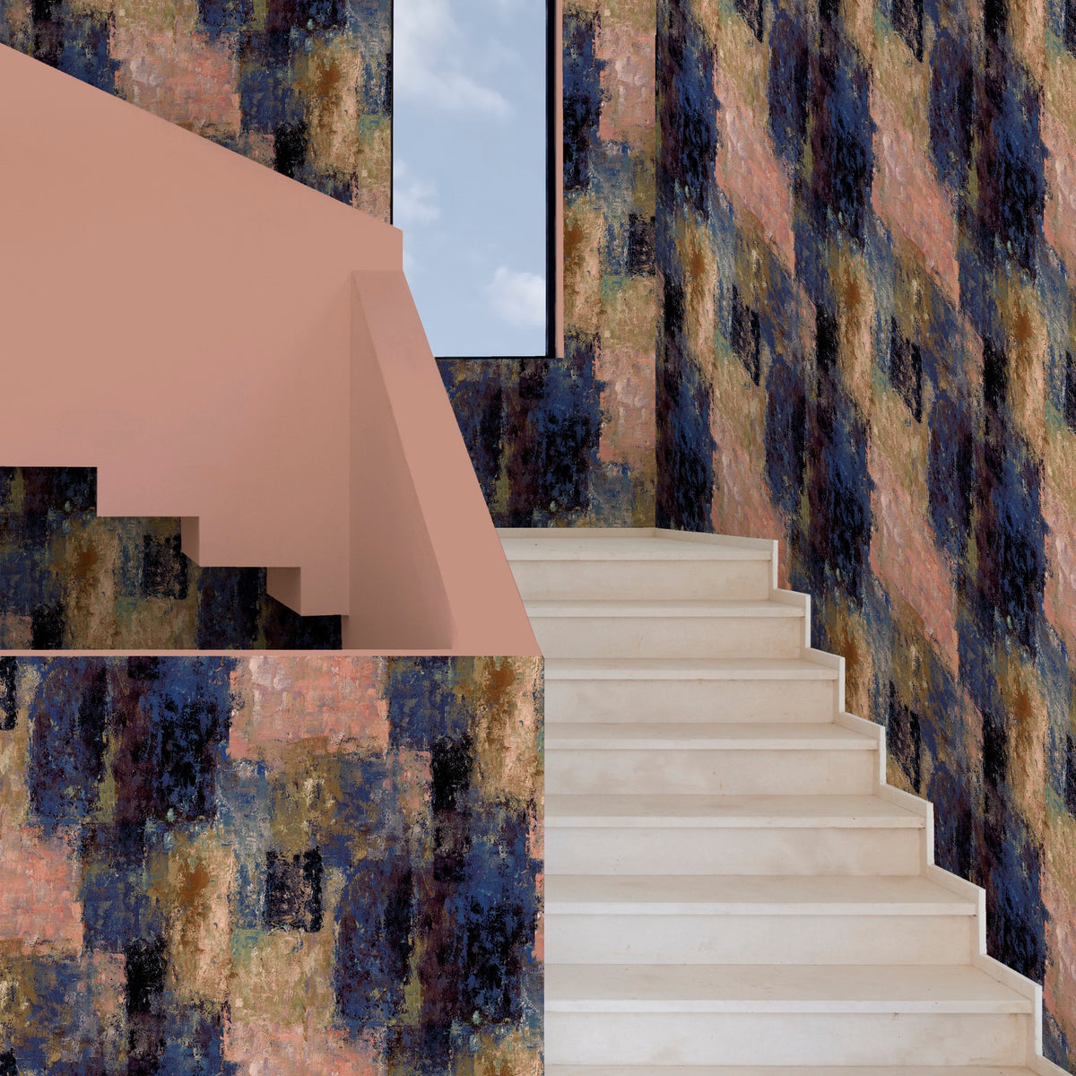 Patina Slate / Copper Contemporary Wallpaper by Mallion & Knowles