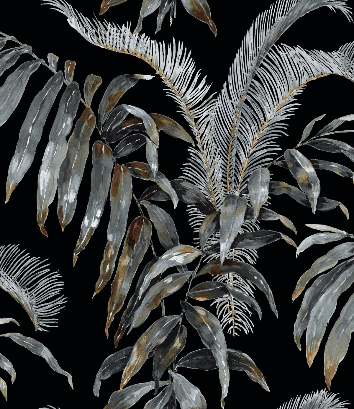 Pavillion Charcoal Floral Style Wallpaper by Mallion & Knowles