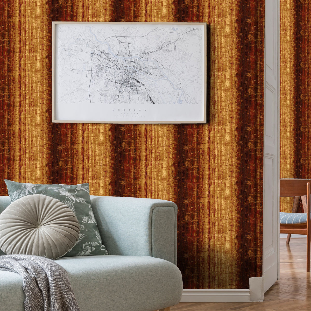 Topaz Scarlet / Gold Contemporary Wallpaper by Mallion & Knowles