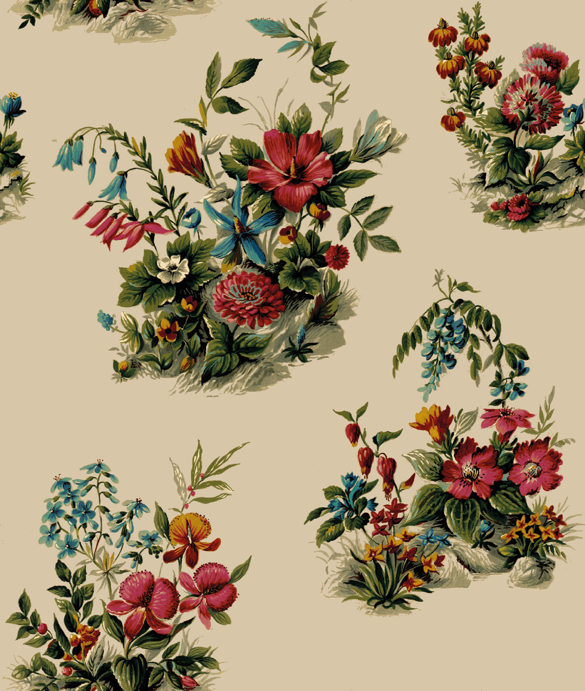 Atelier Old Rose Floral Style Wallpaper by Mallion & Knowles