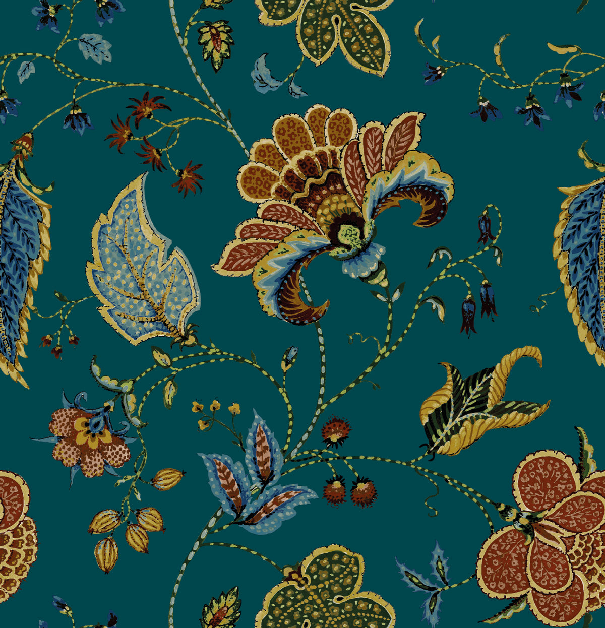 Varanasi Teal Traditional Wallpaper by Mallion & Knowles