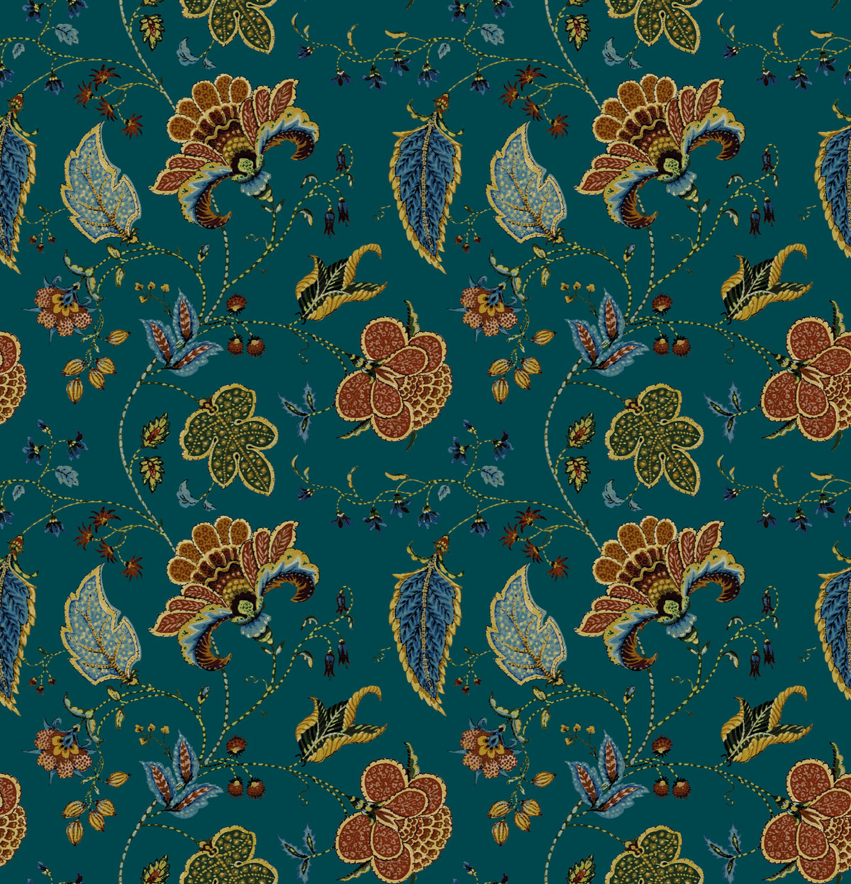 Varanasi Teal Traditional Wallpaper by Mallion & Knowles