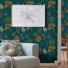 Varanasi Teal Traditional Wallpaper by Mallion & Knowles