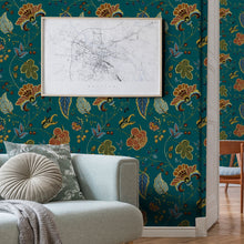 Varanasi Teal Traditional Wallpaper by Mallion & Knowles