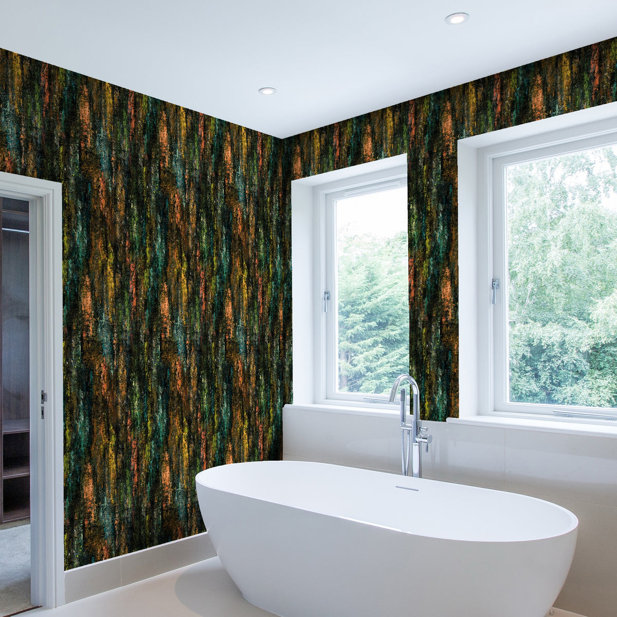 Silicon Multi / Black Contemporary Wallpaper by Mallion & Knowles