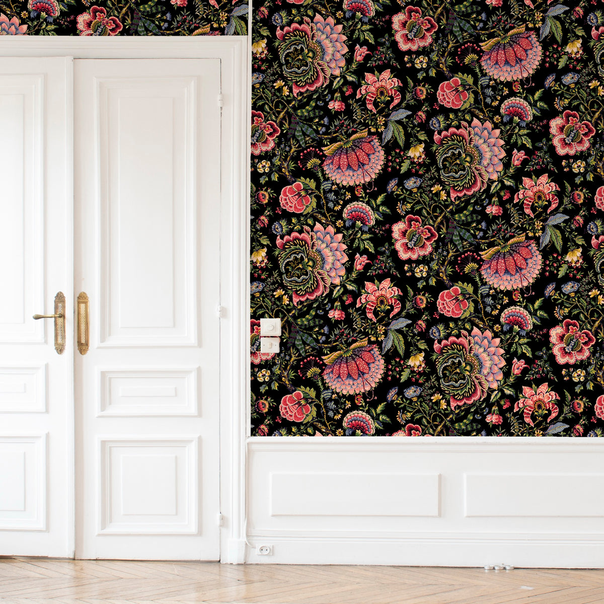 Amritsar Rose / Jet Traditional Wallpaper by Mallion & Knowles