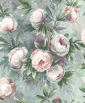 Peony Pink / Sage Floral Style Wallpaper by Mallion & Knowles