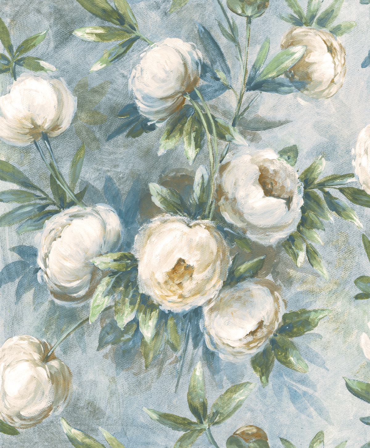 Peony Cream / Jade Floral Style Wallpaper by Mallion & Knowles