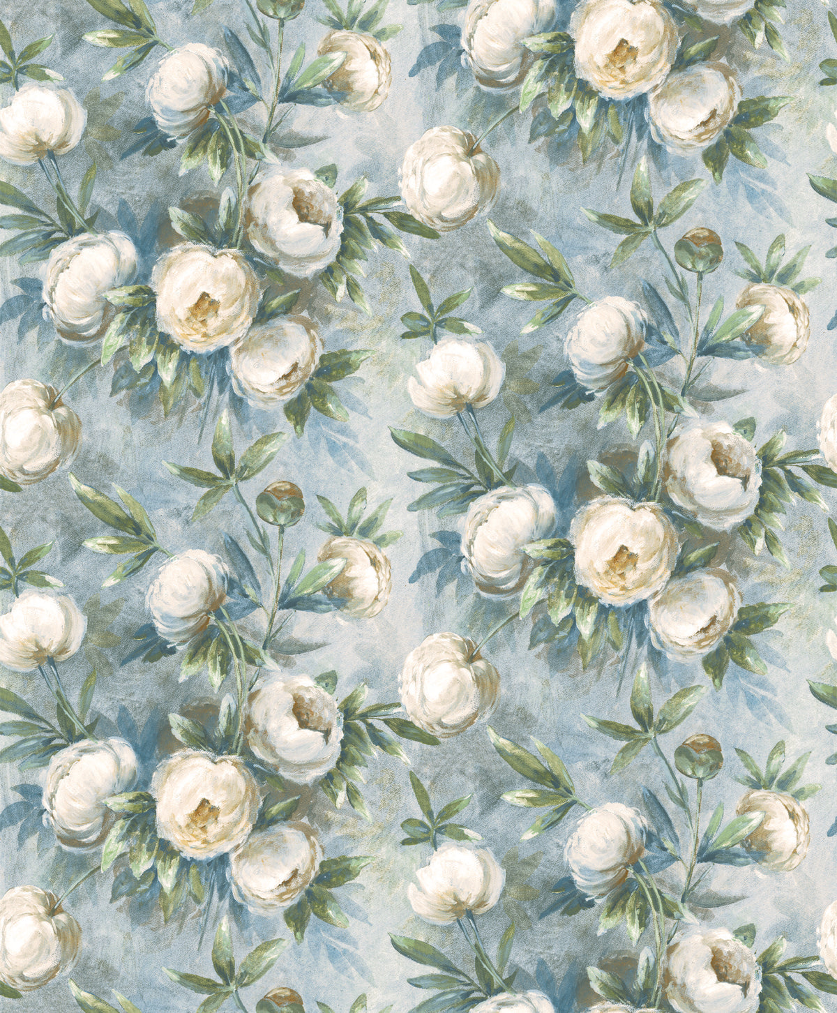 Peony Cream / Jade Floral Style Wallpaper by Mallion & Knowles