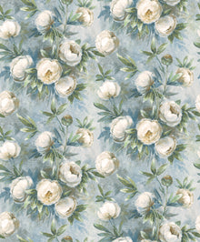 Peony Cream / Jade Floral Style Wallpaper by Mallion & Knowles