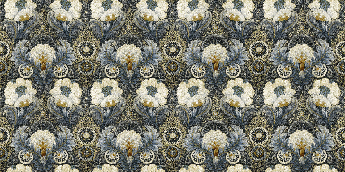 Tapestry Silver Floral Style Wallpaper by Mallion & Knowles