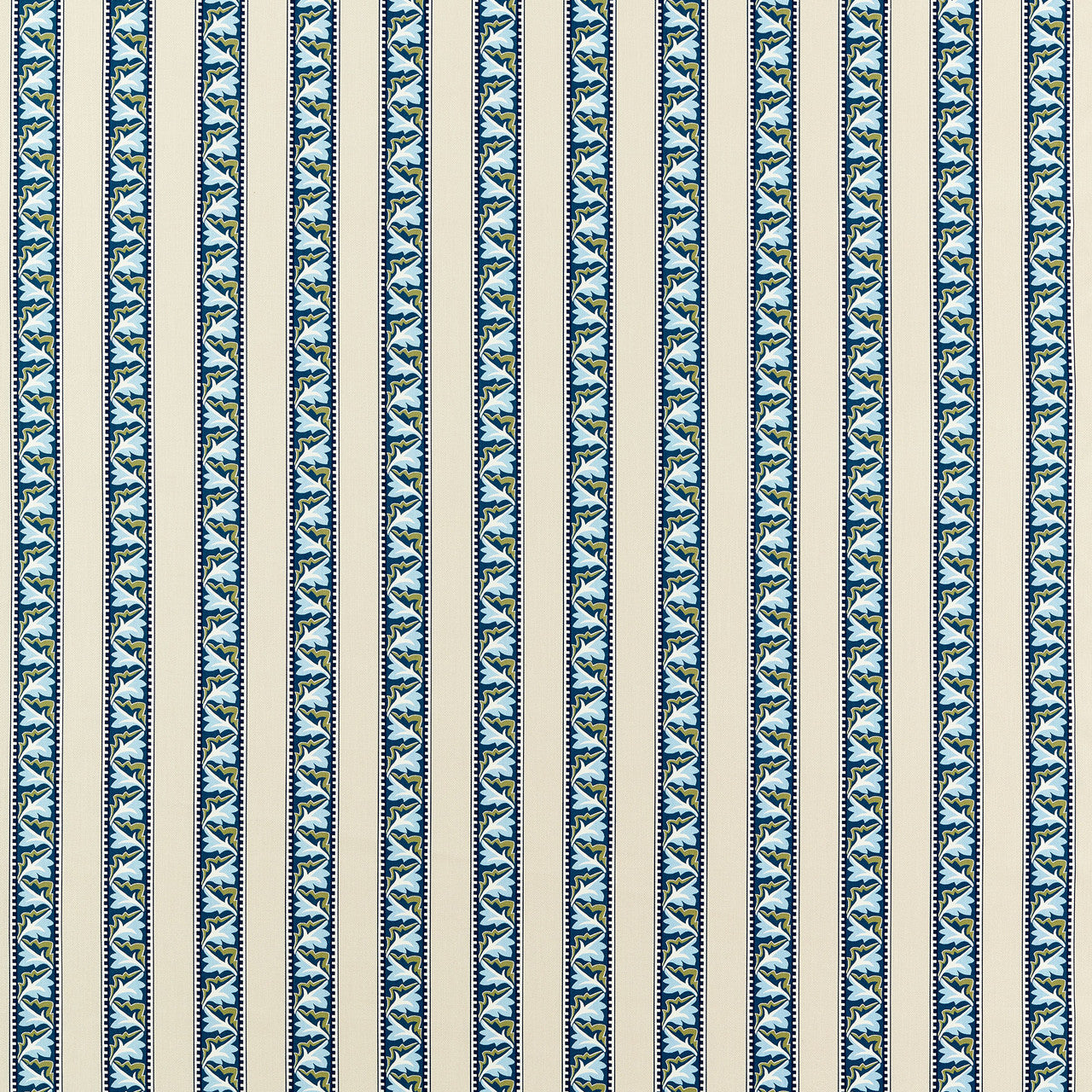 227247 Red Car Stripe Little Book of Morris Indigo & Linen Fabric by Morris & Co