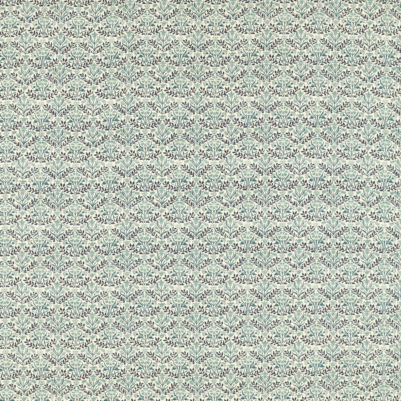 227253 Bellflowers Little Book of Morris Indigo & Seagreen Fabric by Morris & Co