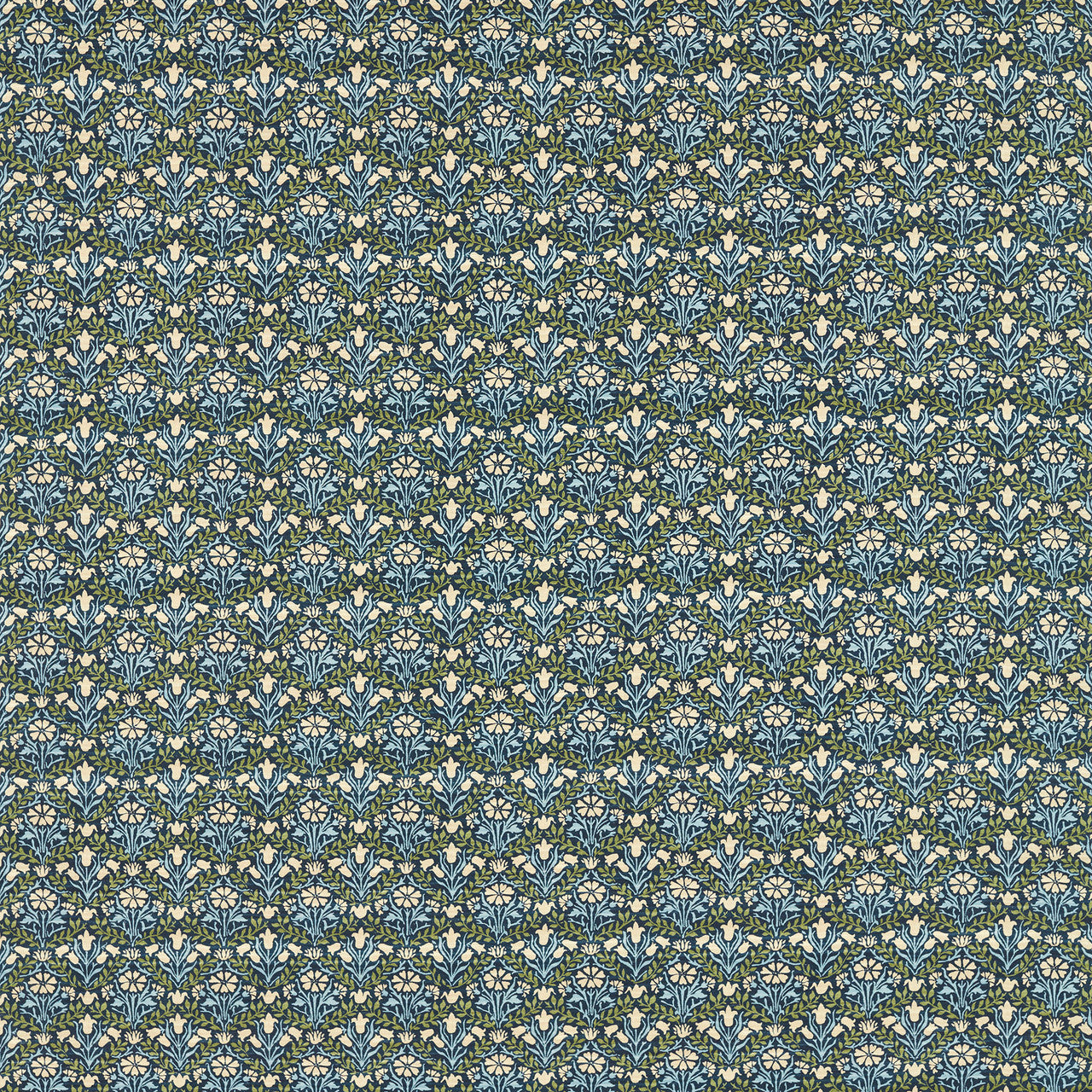 227254 Bellflowers Little Book of Morris Indigo and Thyme Fabric by Morris & Co
