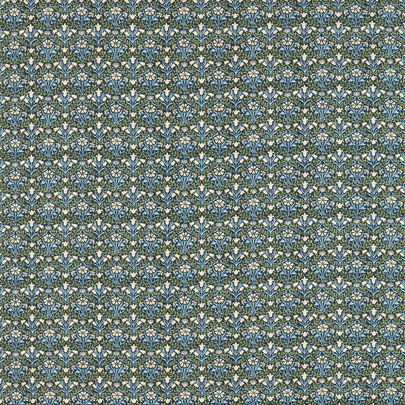 227254 Bellflowers Little Book of Morris Indigo and Thyme Fabric by Morris & Co