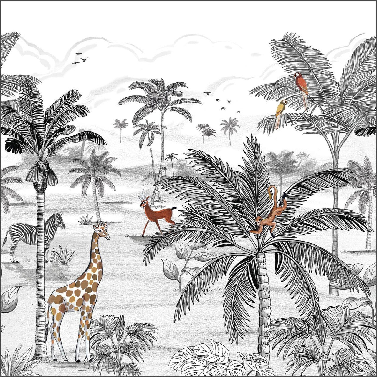 MNM105789009 Le Monde De La Jungle Les Mini Mondes Wallpaper by Caselio