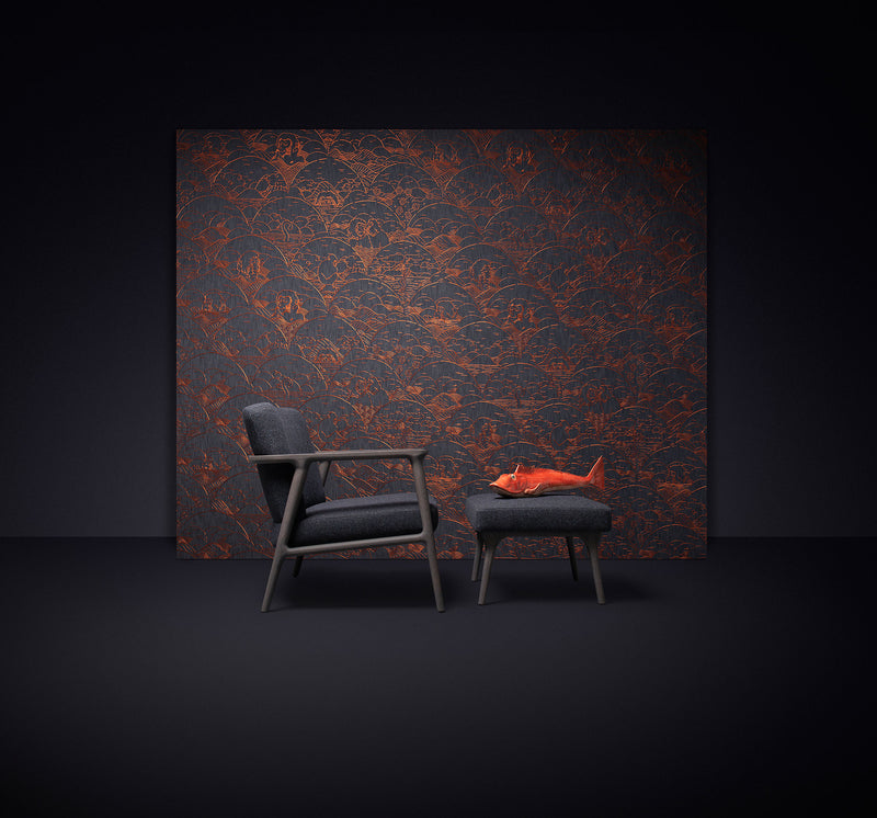 MO3000 Indigo Macaque Copper Tokyo Blue Wallpaper by Moooi