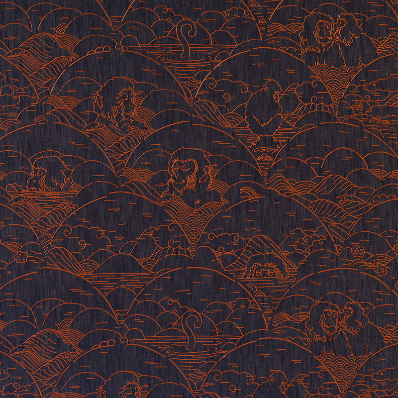 MO3000 Indigo Macaque Copper Tokyo Blue Wallpaper by Moooi