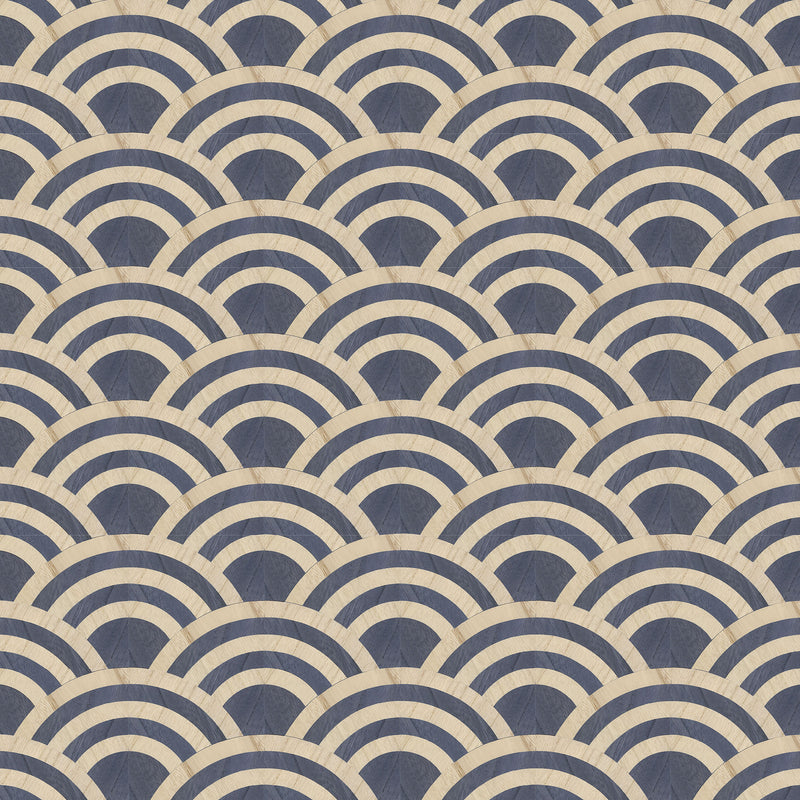 MO3043 Lucky O's Birch & Blue Tokyo Blue Wallpaper by Moooi
