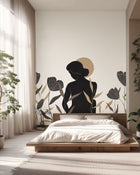 Moon Woman Noir Et Blanc Moonlight 3 Mural by Caselio