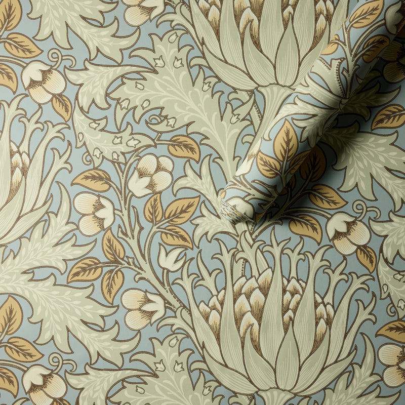 MOW0164-01 Artichoke Teal / Sage Colours of Morris Wallpaper by Morris & Co