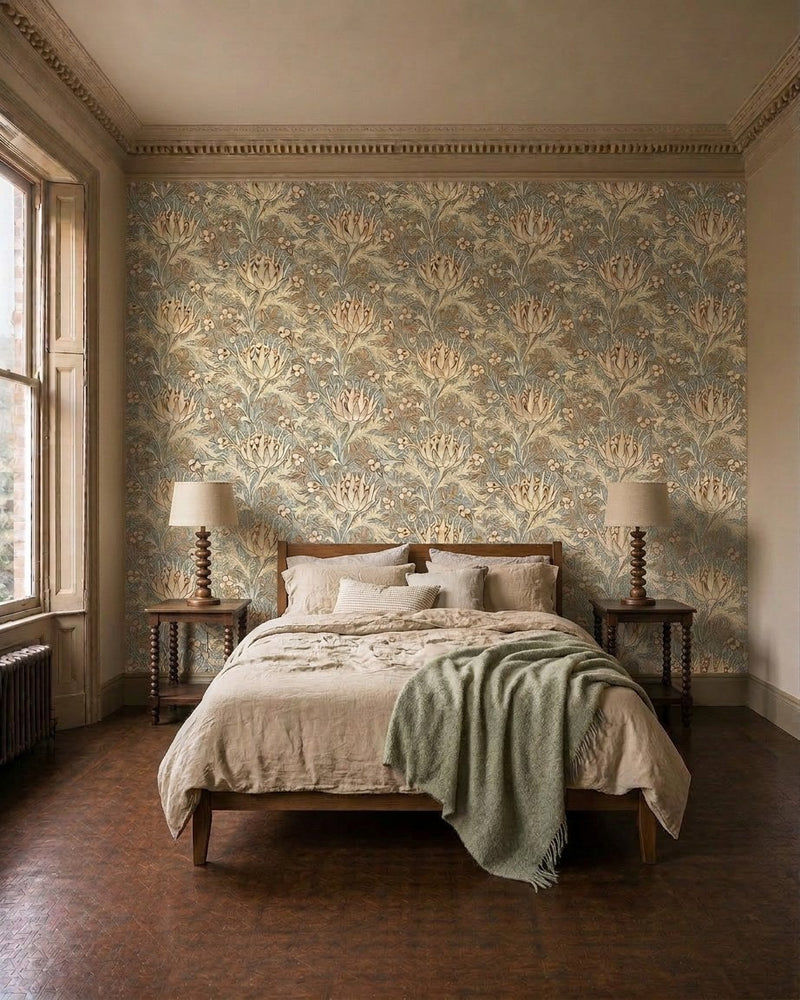 MOW0164-01 Artichoke Teal / Sage Colours of Morris Wallpaper by Morris & Co
