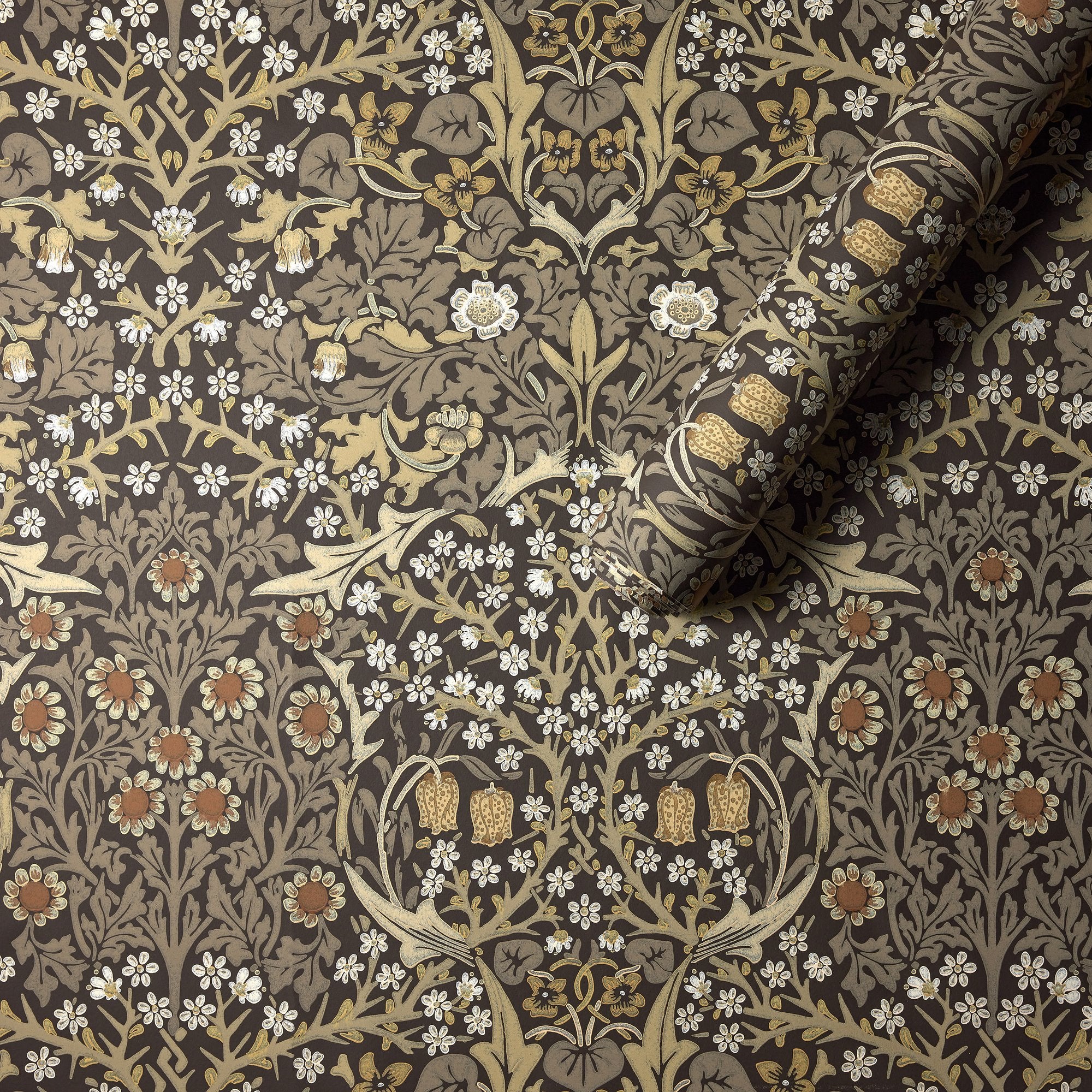 MOW0165-01 Blackthorn Charcoal Colours of Morris Wallpaper by Morris & Co