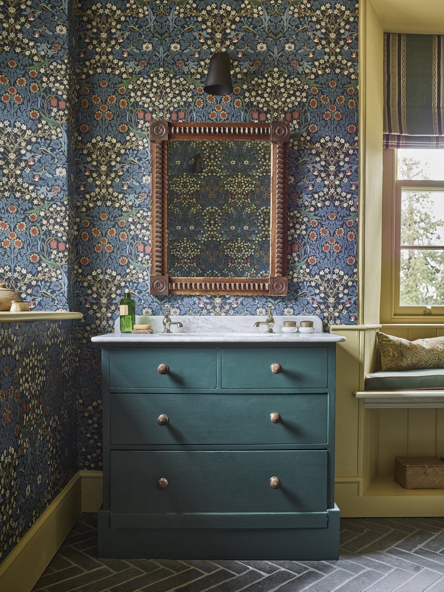 MOW0165-02 Blackthorn Indigo Colours of Morris Wallpaper by Morris & Co