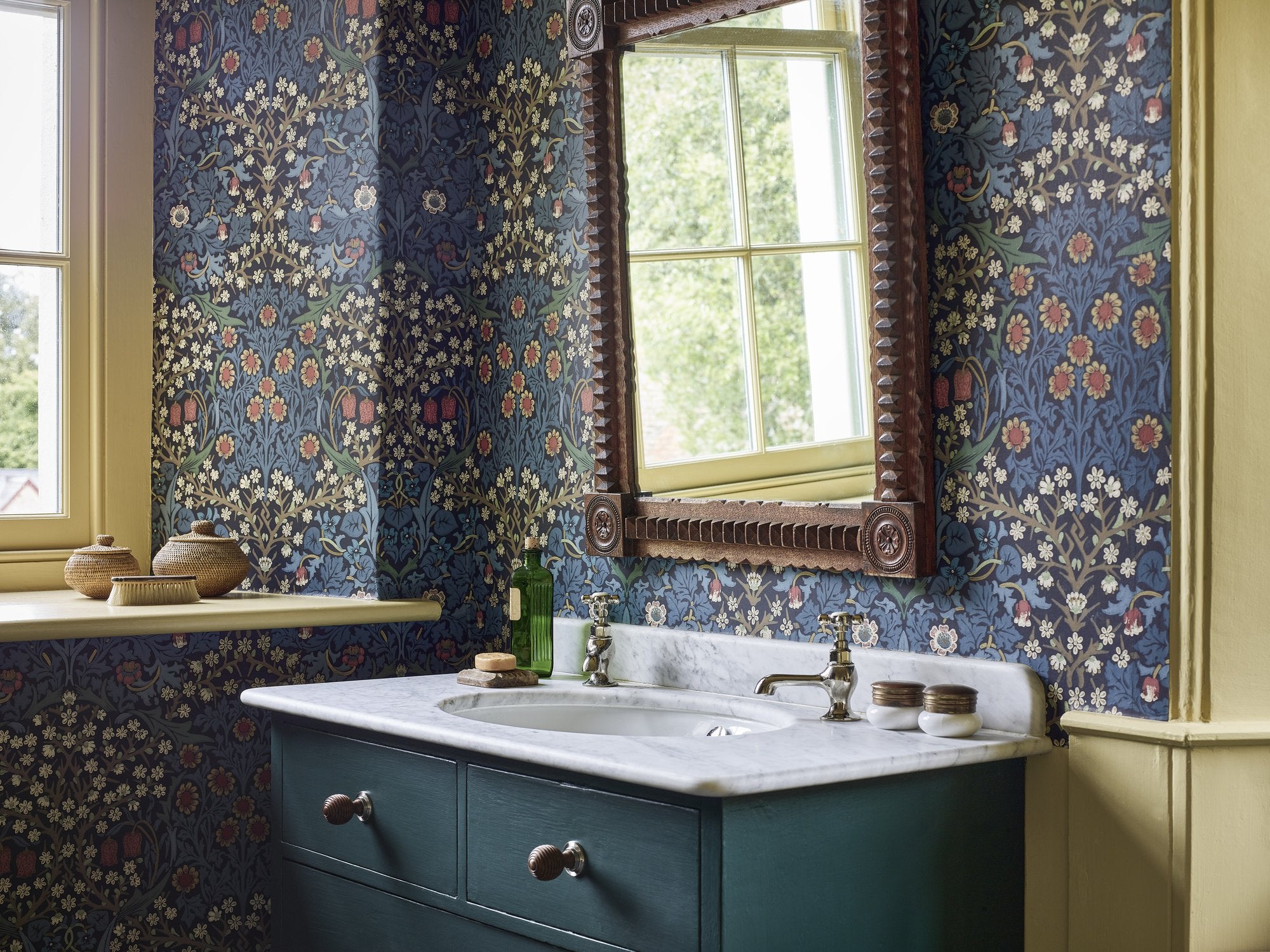MOW0165-02 Blackthorn Indigo Colours of Morris Wallpaper by Morris & Co