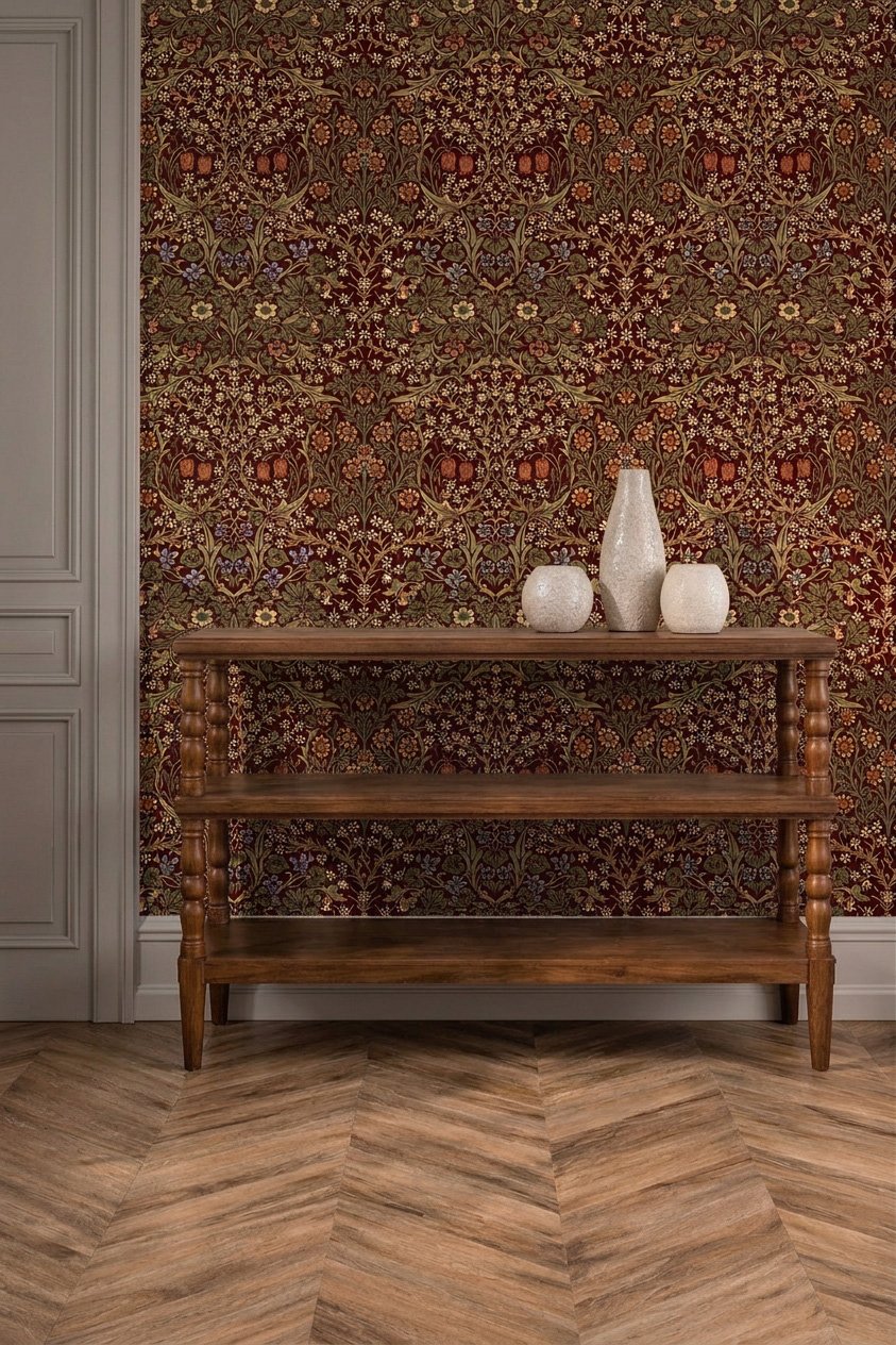 MOW0165-03 Blackthorn Rosewood Colours of Morris Wallpaper by Morris & Co