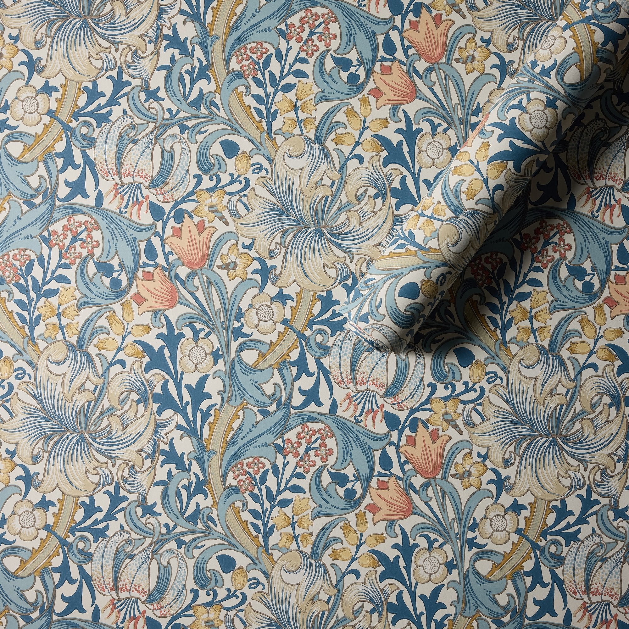 MOW0168-01 Golden Lily Blue Colours of Morris Wallpaper by Morris & Co