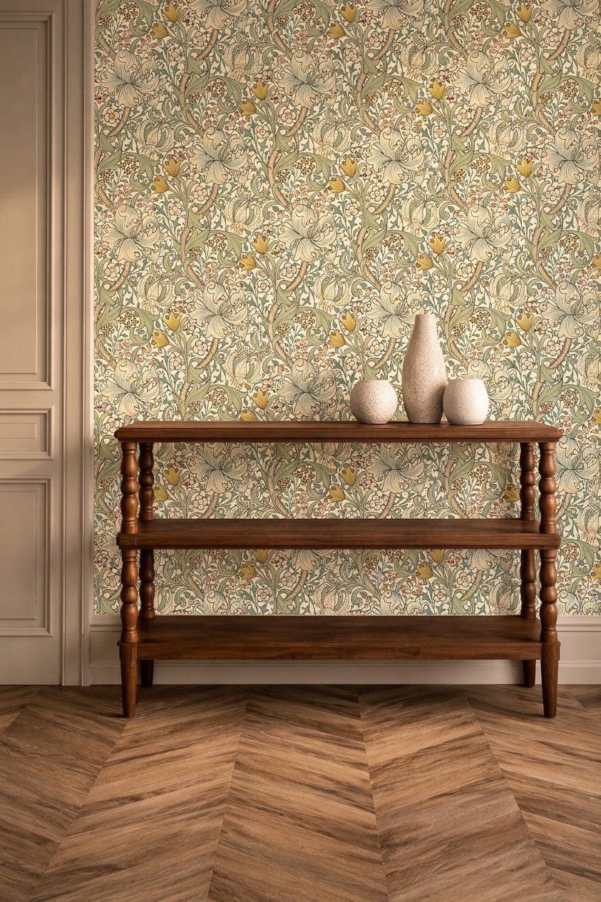 MOW0168-02 Golden Lily Sage Colours of Morris Wallpaper by Morris & Co