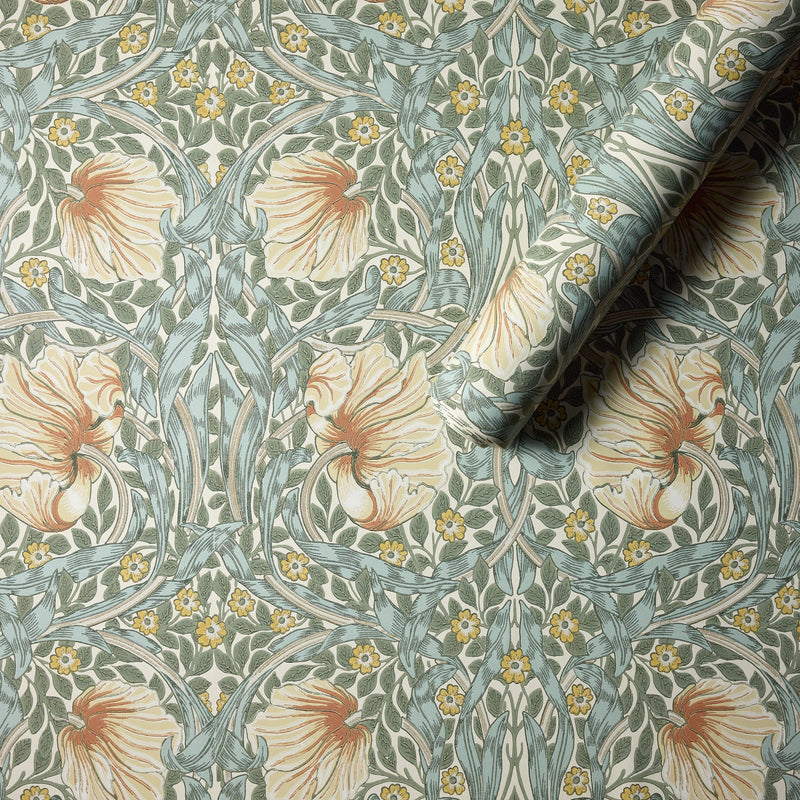 MOW0170-01 Pimpernel Bayleaf / Chalk Colours of Morris Wallpaper by Morris & Co