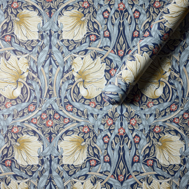 MOW0170-02 Pimpernel Indigo / Hemp Colours of Morris Wallpaper by Morris & Co