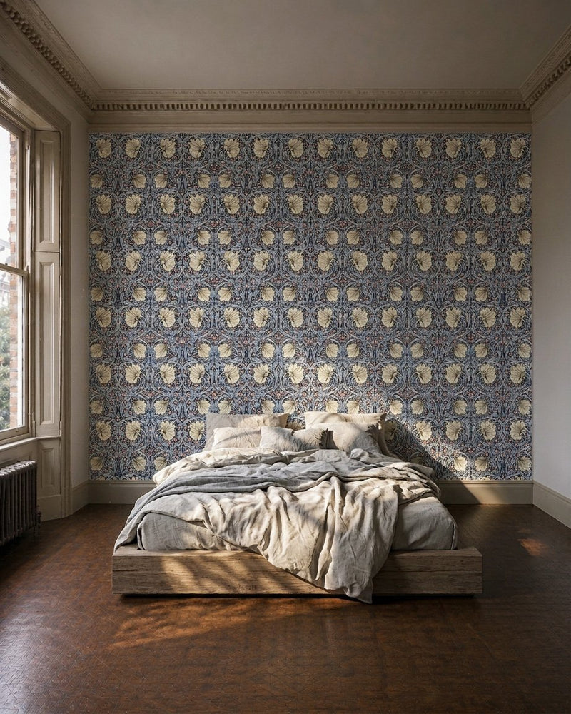 MOW0170-02 Pimpernel Indigo / Hemp Colours of Morris Wallpaper by Morris & Co