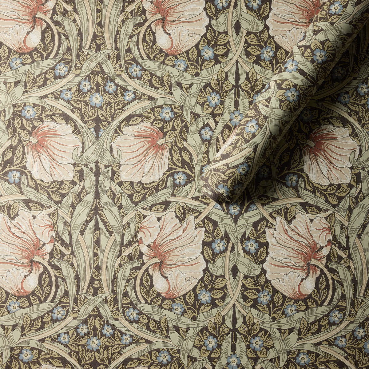 Pimpernel Walnut / Sage Colours of Morris Wallpaper by Morris & Co