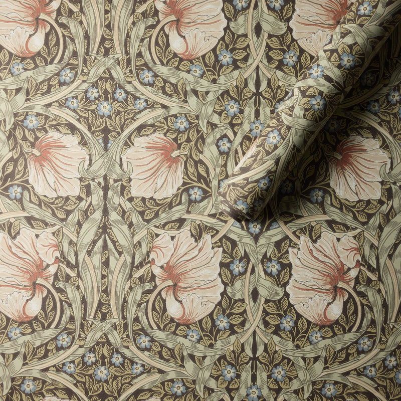 MOW0170-04 Pimpernel Walnut / Sage Colours of Morris Wallpaper by Morris & Co