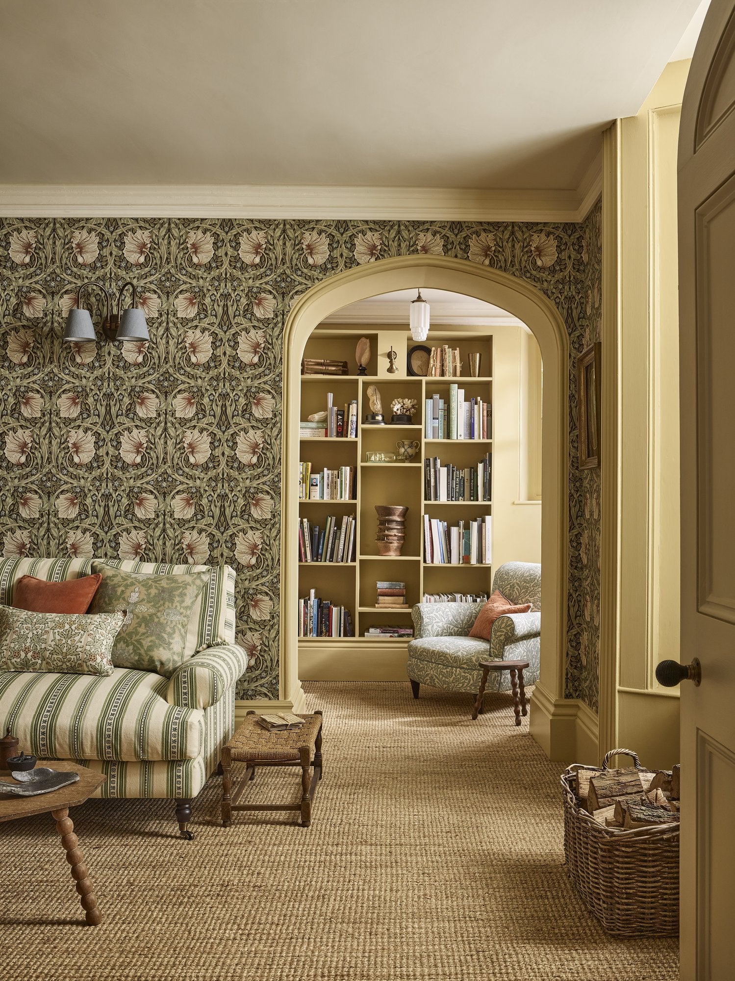 MOW0170-04 Pimpernel Walnut / Sage Colours of Morris Wallpaper by Morris & Co