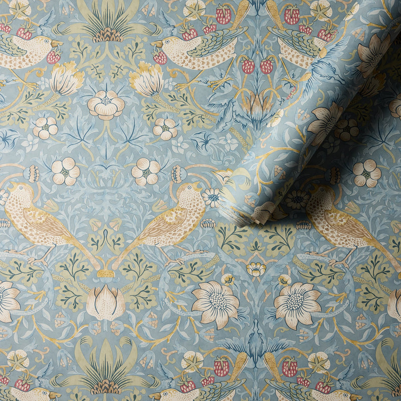 MOW0171-01 Strawberry Thief Slate / Vellum Colours of Morris Wallpaper by Morris & Co