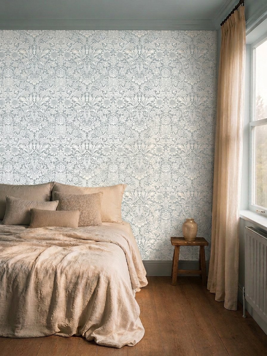 MOW0172-02 Sunflower Light Teal Colours of Morris Wallpaper by Morris & Co