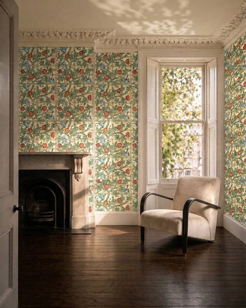 MOW0173-01 Trellis Sage / Rose Colours of Morris Wallpaper by Morris & Co