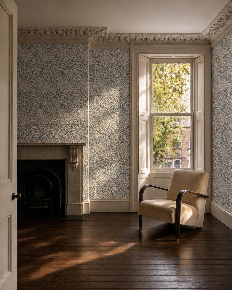 MOW0174-03 Willow Boughs Mineral Blue Colours of Morris Wallpaper by Morris & Co
